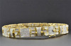 10K Yellow Gold Mens Genuine Diamond Link Bracelet Round Pave Set 8.5" 2.81 Ct.