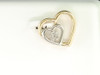 Double Heart Diamond Pendant Ladies 10K Yellow Gold Round Flower Love Charm