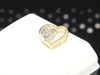 Double Heart Diamond Pendant Ladies 10K Yellow Gold Round Flower Love Charm