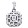 14K White Gold Baguette Diamond Milgrain Edge Small Square Halo Pendant 1/4 CT.