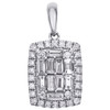 14K White Gold Round & Baguette Diamond Rounded Rectangle Halo Pendant 1/2 CT.