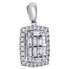 14K White Gold Round & Baguette Diamond Rounded Rectangle Halo Pendant 1/2 CT.