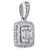 14K White Gold Round & Baguette Diamond Rectangle Double Halo Pendant 0.62 CT.