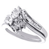 14K White Gold Marquise Solitaire Diamond Engagement + Wedding Bridal Set 1/2 CT