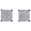 10K White Gold Round Diamond 4-Prong Domed Square Stud 9mm Earrings 1/3 CT.