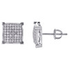 10K White Gold Round Diamond 4-Prong Domed Square Stud 9mm Earrings 1/3 CT.