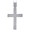 10K White Gold Round Diamond Pave Set Concave Cross Pendant 2.80" Charm 1 CT.