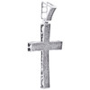 10K White Gold Round Diamond Pave Set Concave Cross Pendant 2.80" Charm 1 CT.