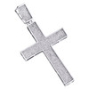 10K White Gold Round Diamond Pave Set Concave Cross Pendant 2.80" Charm 1 CT.