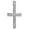 10K White Gold Round Diamond Pave Set Concave Cross Pendant 2.80" Charm 1 CT.