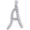 A Initial Diamond Pendant .925 Sterling Silver 0.11 Ct Script Charm w/ Chain