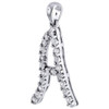 A Initial Diamond Pendant .925 Sterling Silver 0.11 Ct Script Charm w/ Chain