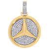 10K Yellow Gold Real Diamond Mercedes Medallion Pendant 1.40" Mens Charm 0.75 CT