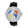 Ice Mania IM3048 Herren-Armbanduhr mit Weltkarte, echtem Diamant, silberfarben, 0,08 CT