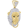 10K Yellow Gold Real Round Diamond Lion Head Pendant 1.85" Pave Charm 0.98 CT.