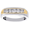 10K White Gold Round Diamond 5 Stone Wedding Band Channel Set 7mm Ring 1/2 CT.