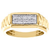 10K Yellow Gold Round Diamond Ribbed Flat Top Mens Wedding Band 9mm Ring 1/2 CT.