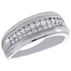 10K White Gold Round Diamond Double Row Wedding Band 9.50mm Pave Ring 3/4 CT.