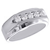14K White Gold Round Diamond 5 Stone Wedding Band 8.50mm Brushed Top Ring 5/8 CT