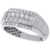 14K White Gold Round Diamond Four Row Wedding Band 10mm Statement Pave Ring 1 CT