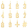 10K Yellow Gold Mini Number # Pendant Block Font Charm Hashtag Plus Sign 0 to 9