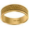 14 K Gelbgold Herren-Ehering mit geflochtenem Mittelseil, Milgrain, 6,5 mm, Größe 9–13