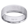 14K White Gold Men's Scratch Finish w/ Step Edge 7mm Wedding Band Size 7 - 12