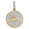 10K Yellow Gold Genuine Diamond Mercedes Medallion Pendant 1.25" Charm 0.50 Ct.