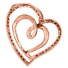 10K Rose Gold Brown Diamond Double Heart Swirl Slide Pendant 0.75" Charm 1/6 CT.