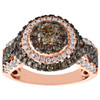 14K Rose Gold Solitaire Brown Diamond Multi Halo Braided Engagement Ring 2 TCW.