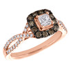 14K Rose Gold Princess Solitaire Diamond Halo Braided Engagement Ring 3/4 TCW.