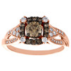 14K Rose Gold Princess Solitaire Diamond Milgrain Halo Engagement Ring 0.87 TCW.