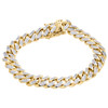 bracelet en or jaune 10 carats avec fermoir en forme de boîte cubaine Miami massif de 11 mm et diamant simulé 8,2"