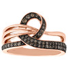 10K Rose Gold Brown Diamond Women's Awareness Ribbon Right Hand Ring 1/3 Ct.