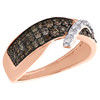 14K Rose Gold White & Brown Diamond Women's Tiered Bypass Right Hand Ring 1/2 Ct