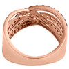 10K Rose Gold Brown Diamond Women's 3 Row Crossover Right Hand Ring 0.87 Ct.