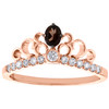 10K Rose Gold Smoky Quartz & Diamond Queen's Crown Cocktail Tiara Ring 0.62 Tcw.