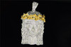 10k White Gold White & Yellow Diamond Mini Jesus Piece Head Cross Pendant .50 Ct