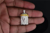 10k White Gold White & Yellow Diamond Mini Jesus Piece Head Cross Pendant .50 Ct