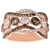 14K Rose Gold Brown & White Diamond Bezel Set Braided Right Hand Ring 1.75 Ct.