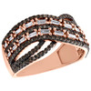 14K Rose Gold Baguette & Brown Diamond Women's Crossover Right Hand Ring 0.75 Ct