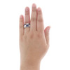 14K White Gold Real Sapphire & Diamond Wedding Band 11mm Statement Ring 3/8 CT.
