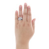 14K White Gold Real Sapphire & Diamond Wedding Band 12mm Statement Ring 1/4 CT.