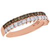 10K Rose Gold Princess & Round Brown Diamond Anniversary Band 4.50mm Ring 3/4 CT