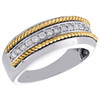 10K White Gold Round Cut Diamond Rope Wedding Band 9mm Mens Fancy Ring 1/3 CT.