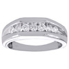 14K White Gold Round Diamond Wedding Band 7.25mm Mens Flat Surface Ring 1/2 CT.