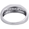 14K White Gold Round Diamond Wedding Band 7.25mm Mens Flat Surface Ring 1/2 CT.