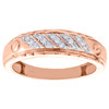 10K Rose Gold Genuine Round Diamond Wedding Band 6.50mm Mens Screw Ring 1/5 CT.