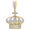 10K Yellow Gold Kings Crown Cross Genuine Diamond Pendant 1.50" Charm 0.45 ct.
