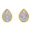 10K Yellow Gold Round Diamond Milgrain Teardrop Frame Studs 10mm Earrings 1/4 CT